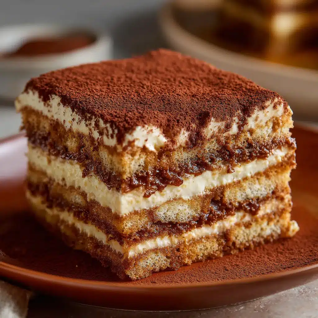 Tarta de tiramisú casera con cacao en polvo espolvoreado