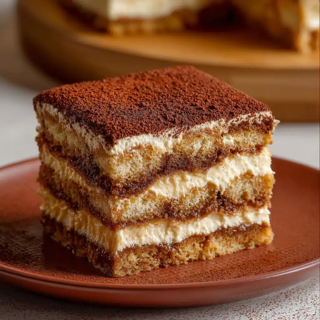 Tarta de tiramisú casera con cacao en polvo espolvoreado