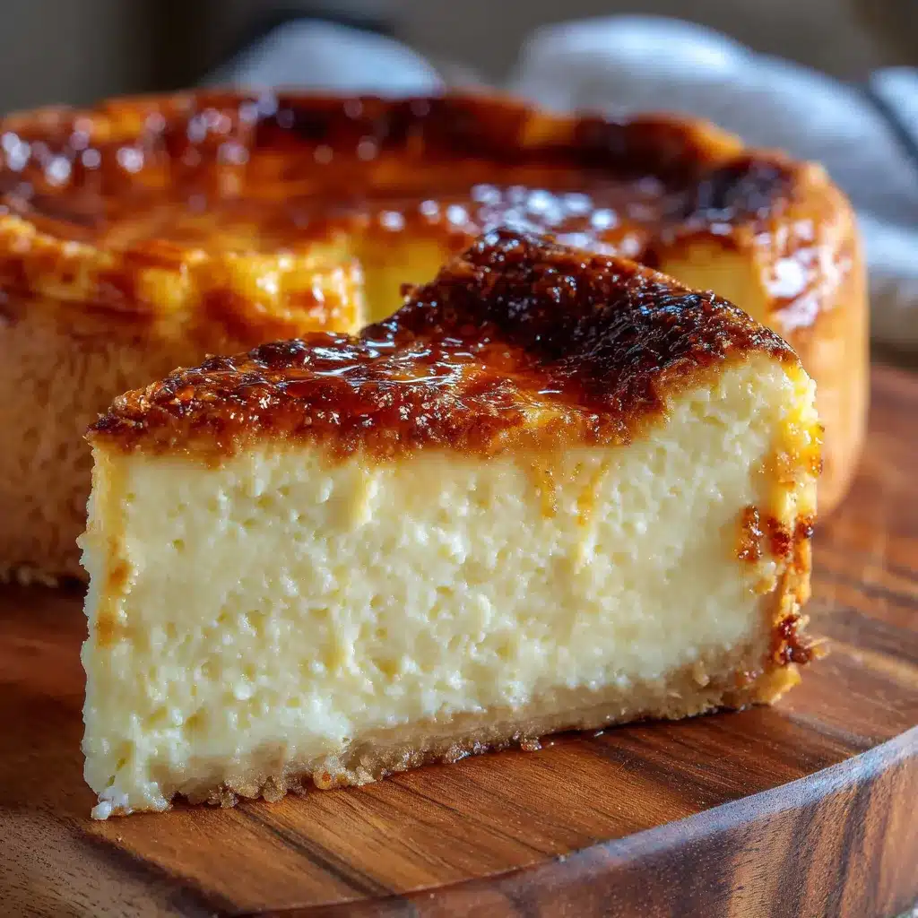 Tarta de queso fácil sobre un plato blanco, decorada con mermelada de frutos rojos