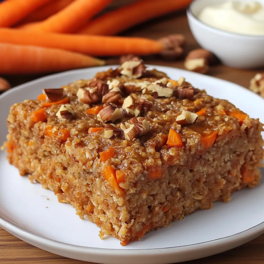 Torta de avena y zanahorias recién horneada decorada con nueces