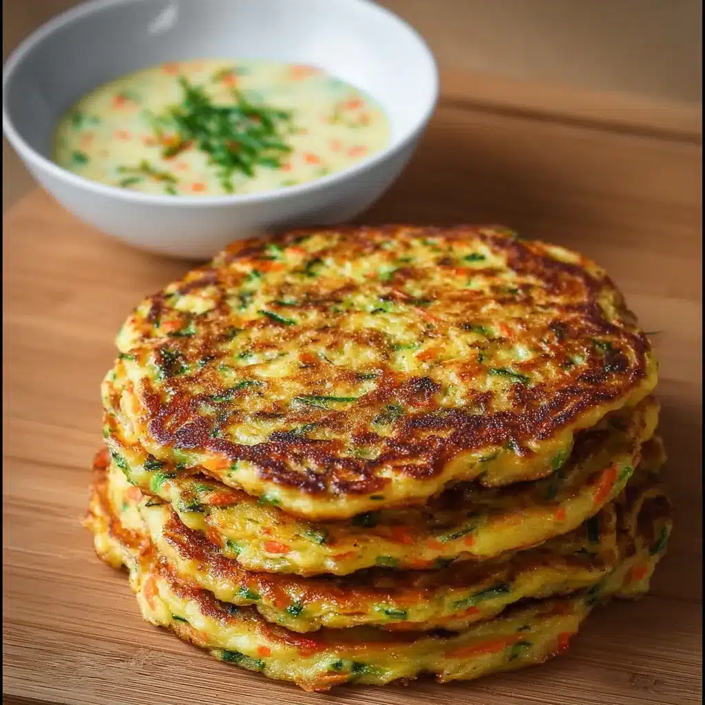 Tortitas saladas de verduras doradas y esponjosas en un plato blanco