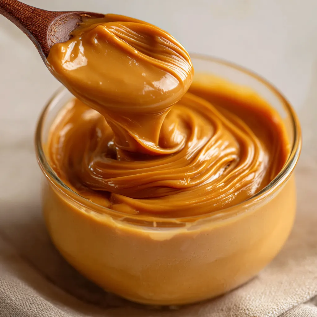 Crema pastelera de dulce de leche casera en un bol de cerámica