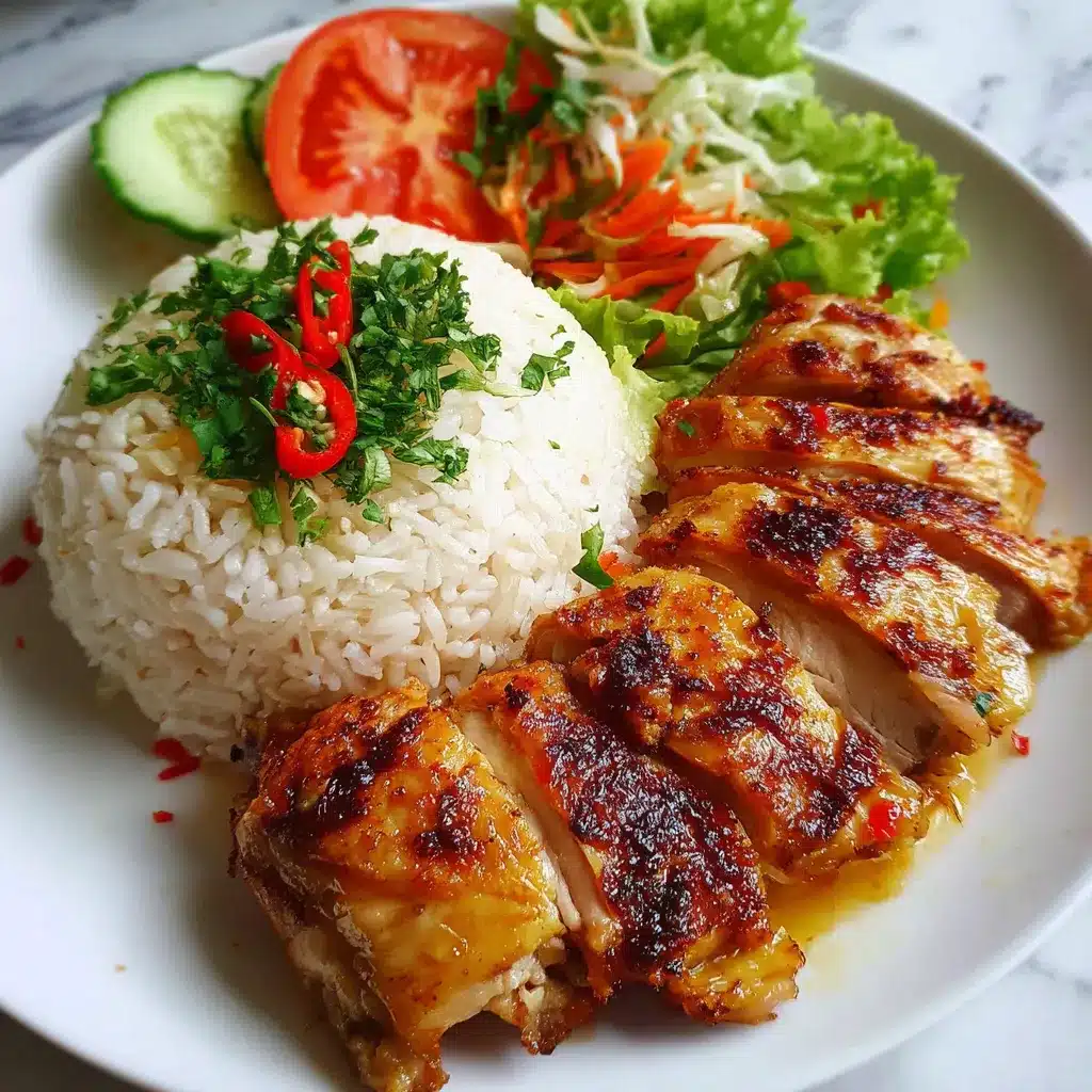 Plato de arroz con pollo tradicional servido en olla, con verduras frescas y decorado con perejil