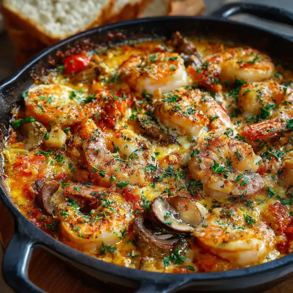 Cazuela de mariscos tradicional servida caliente con almejas, mejillones y rodajas de limón en cazuela de barro.
