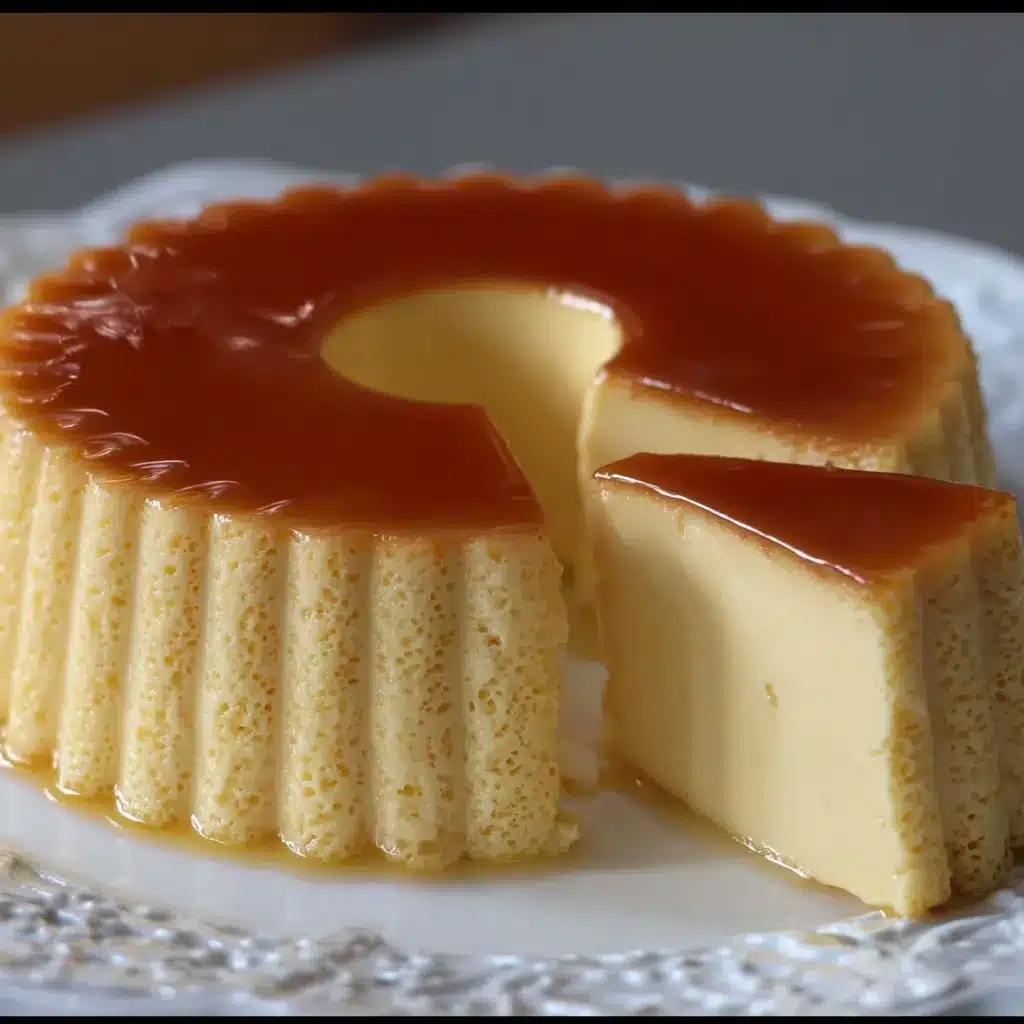 Flan de leche condensada casero con caramelo dorado sobre plato blanco