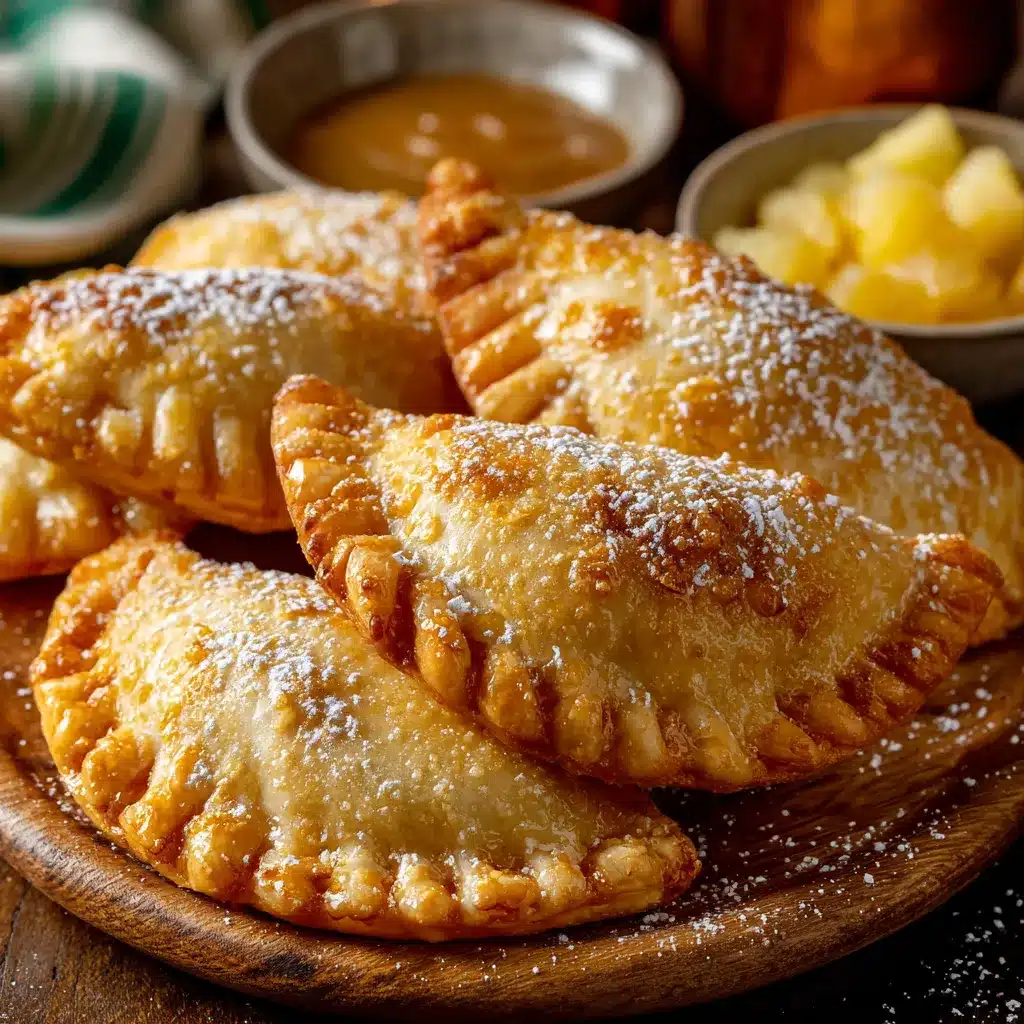 Empanaditas de piña caseras recién horneadas sobre una bandeja
