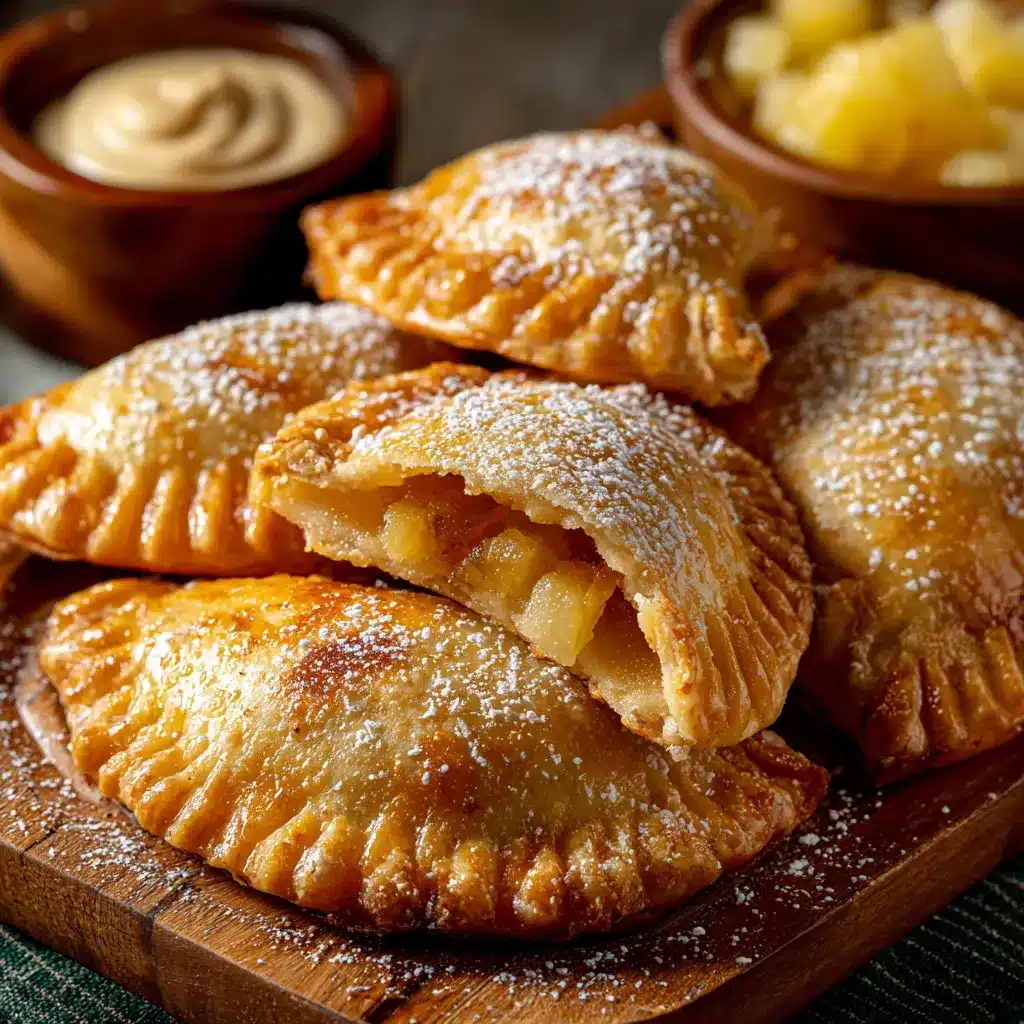 Empanaditas de piña caseras recién horneadas sobre una bandeja
