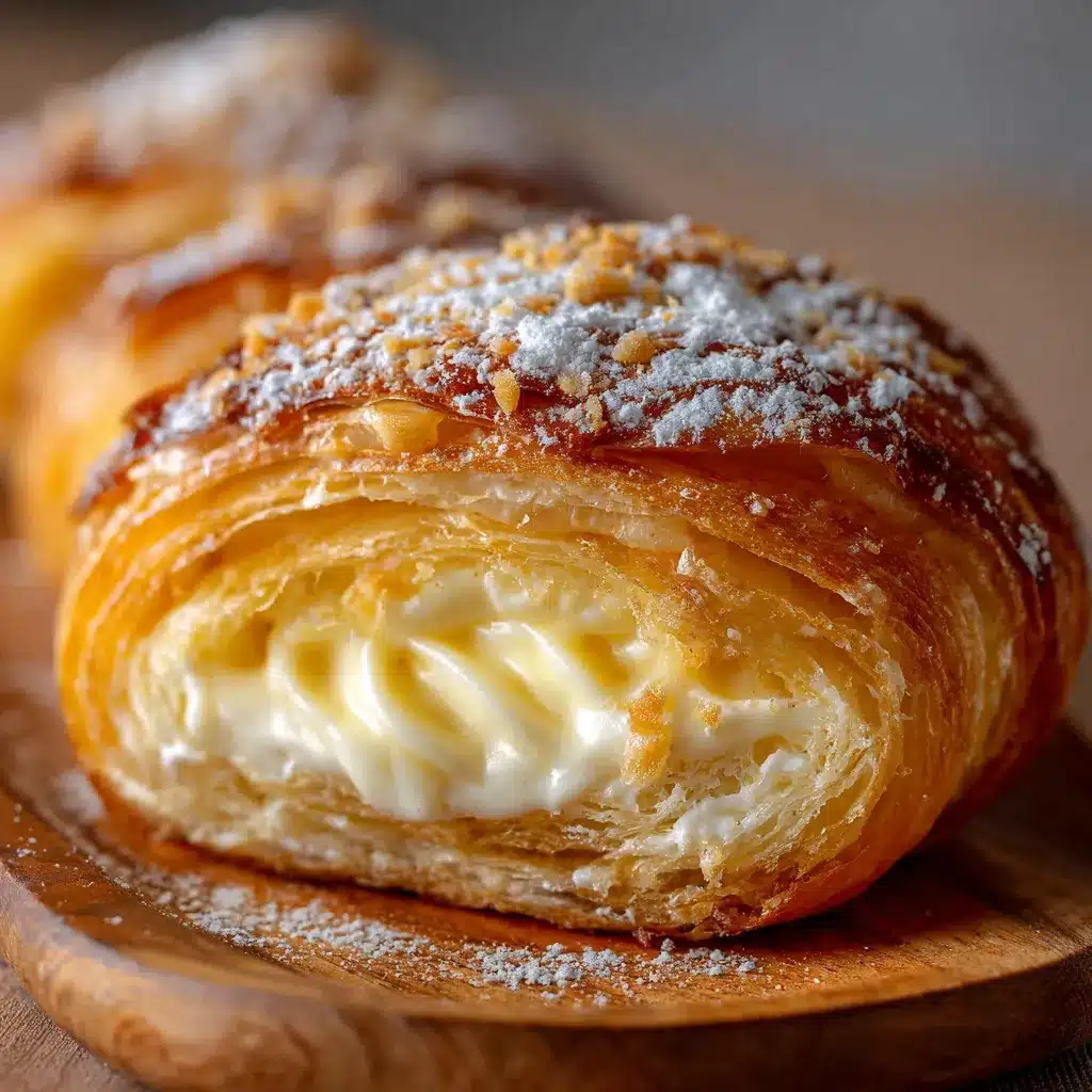 Facturas caseras rellenas con crema pastelera sobre bandeja de horneado