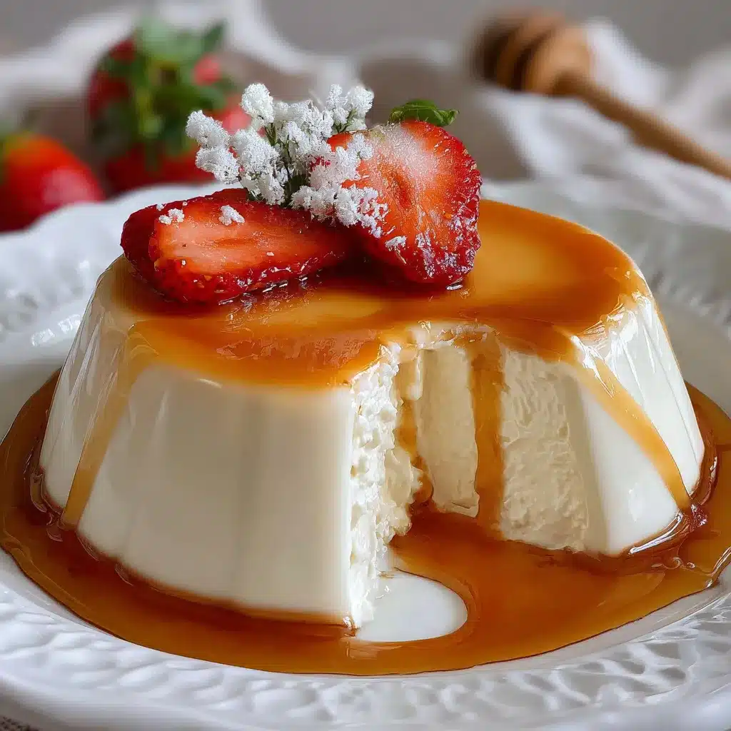 Gelatina de queso crema servida en un molde decorativo con textura suave y aspecto cremoso
