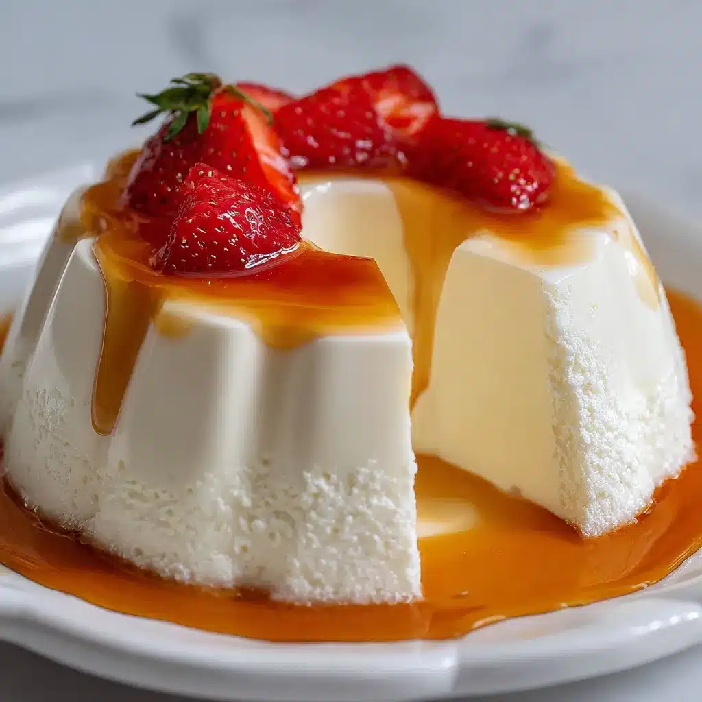 Gelatina de queso crema servida en un molde decorativo con textura suave y aspecto cremoso