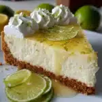 Rebanada de pay de limón casero con base de galleta María y decoración de rodajas de limón
