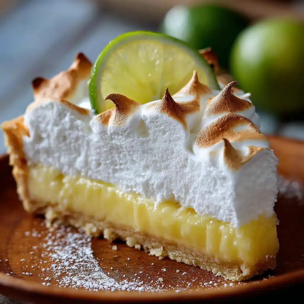 Tarta de limón con merengue dorado sobre base crujiente