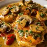 El pollo en salsa de champiñones