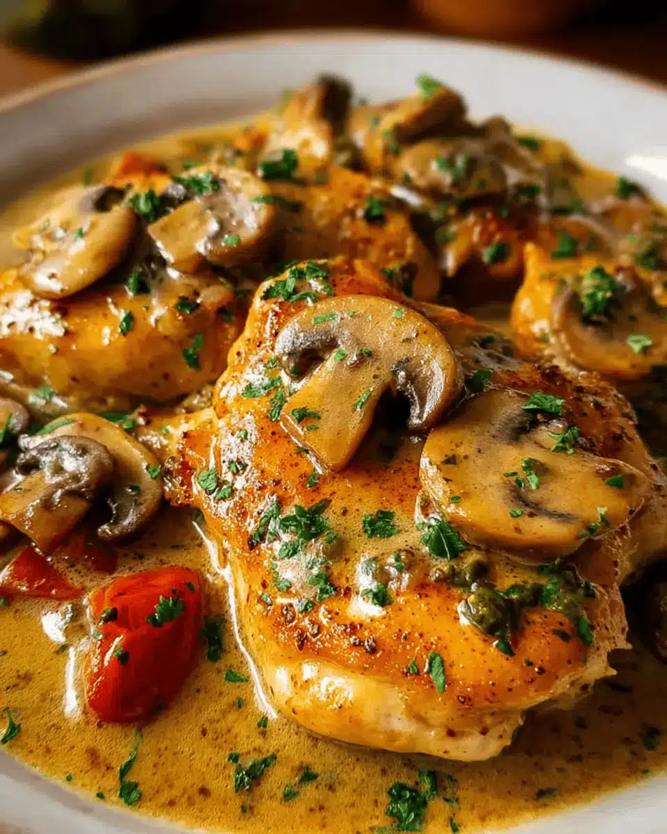 El pollo en salsa de champiñones