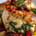 Pollo Rellena de Espinacas con Queso y Arándanos