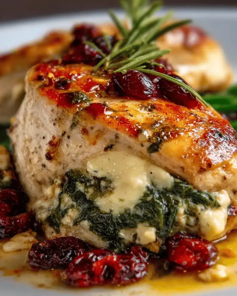 Pollo Rellena de Espinacas con Queso y Arándanos