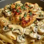 Pasta de Pollo y Champiñones en Salsa de Crema