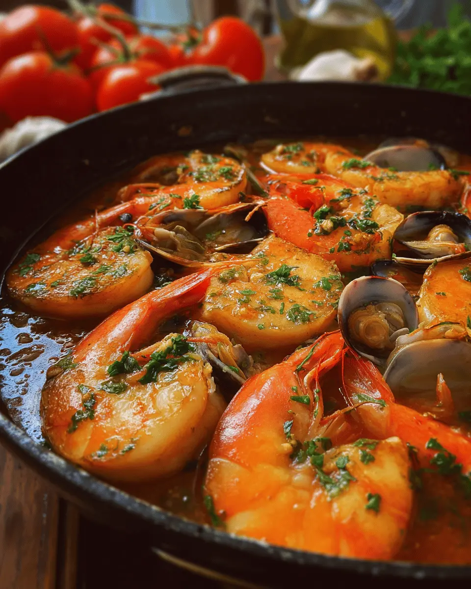 Merluza a la Marinera con Gambas y Almejas