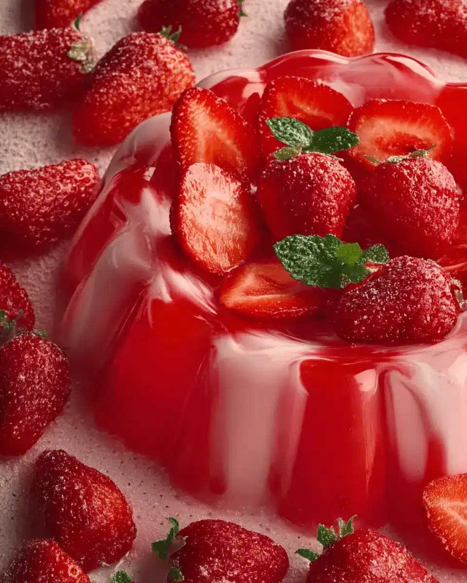 Gelatina de Fresa Cremosa con Fresas Frescas