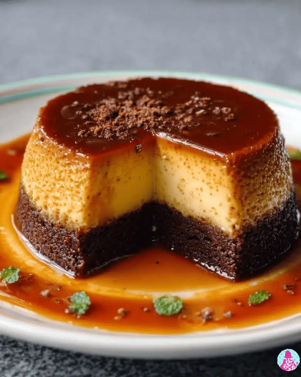 Pudín Flan con Bizcocho de Chocolate