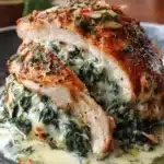 pollo rellena con espinaca y queso