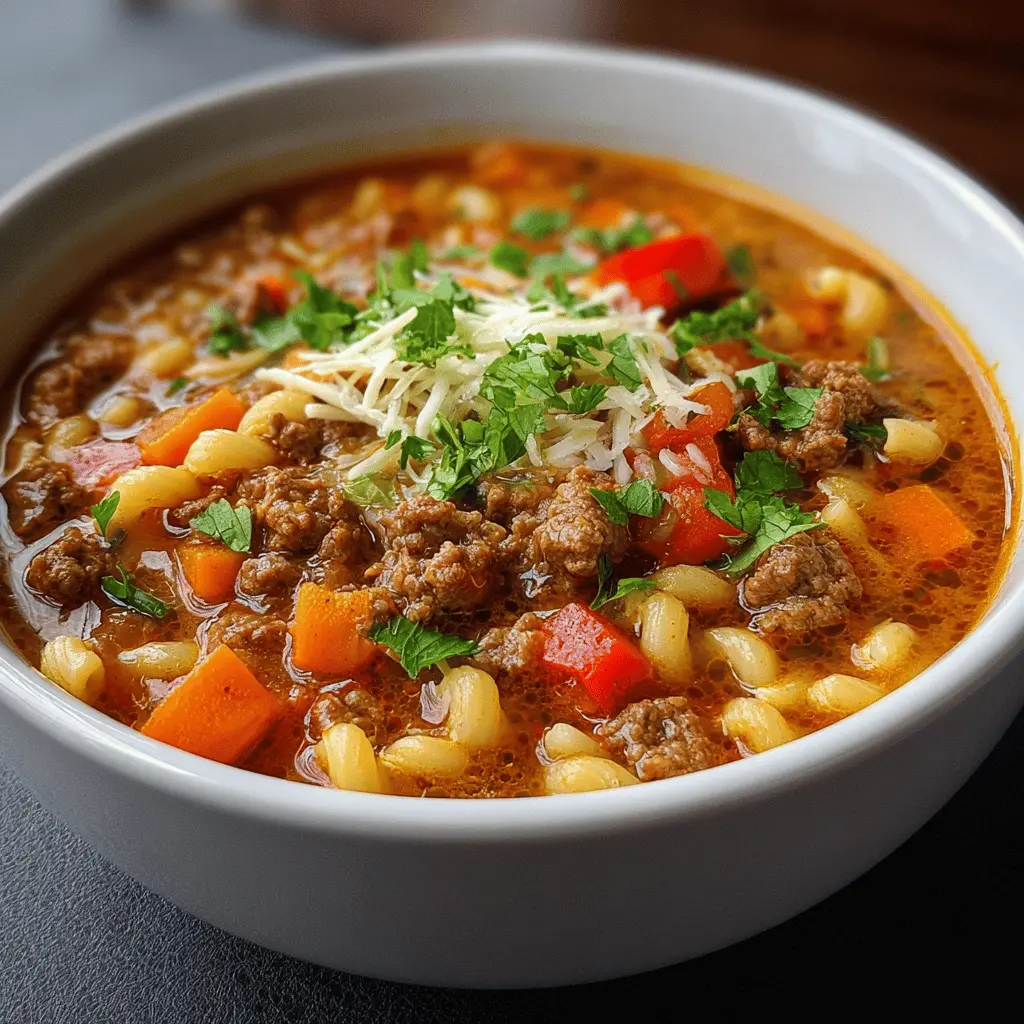 Sopa de coditos con carne molida