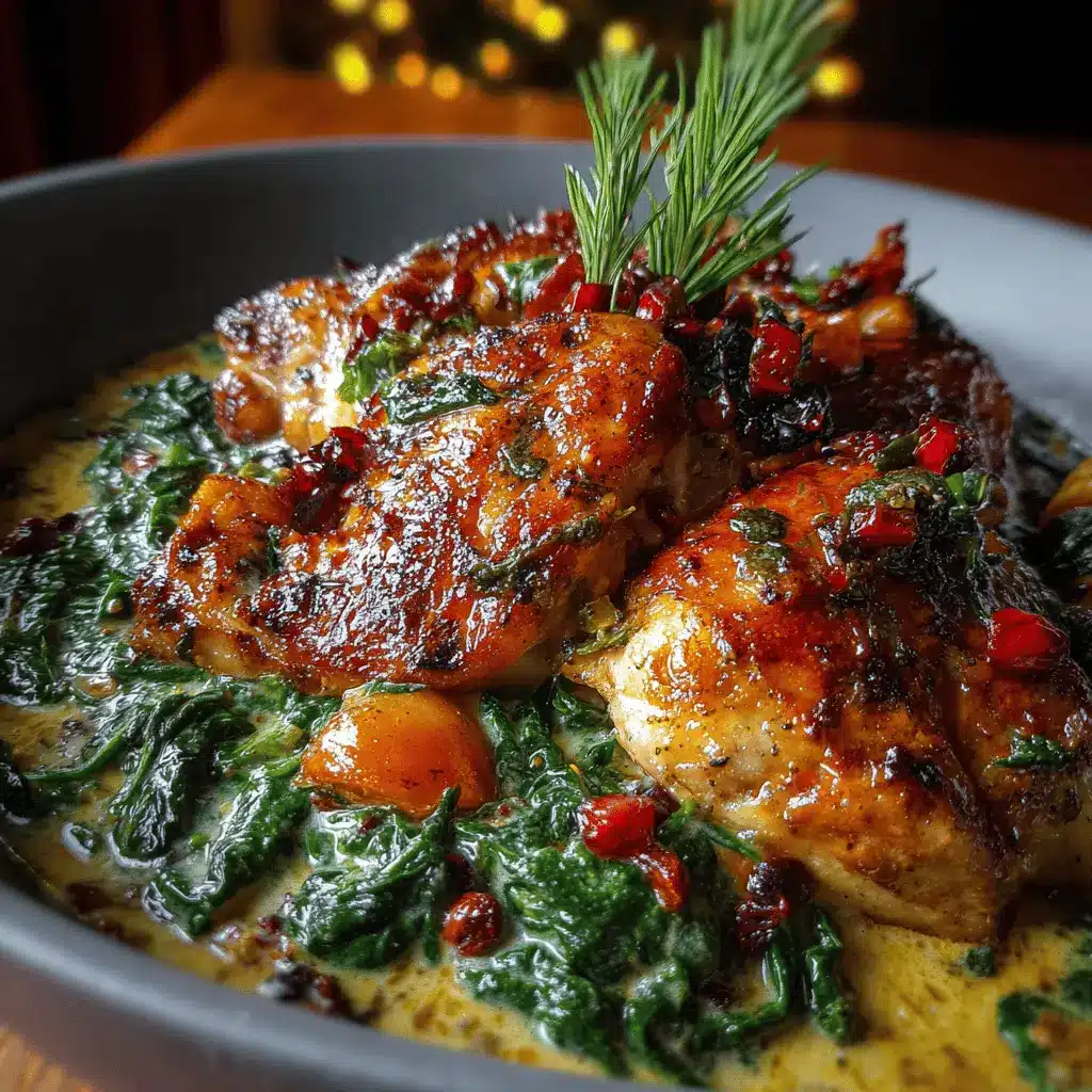 POLLO NAVIDEÑO CREMOSO CON ESPINACA Y ARÁNDANOS