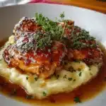 Pollo Glaseadas con Puré de Papa