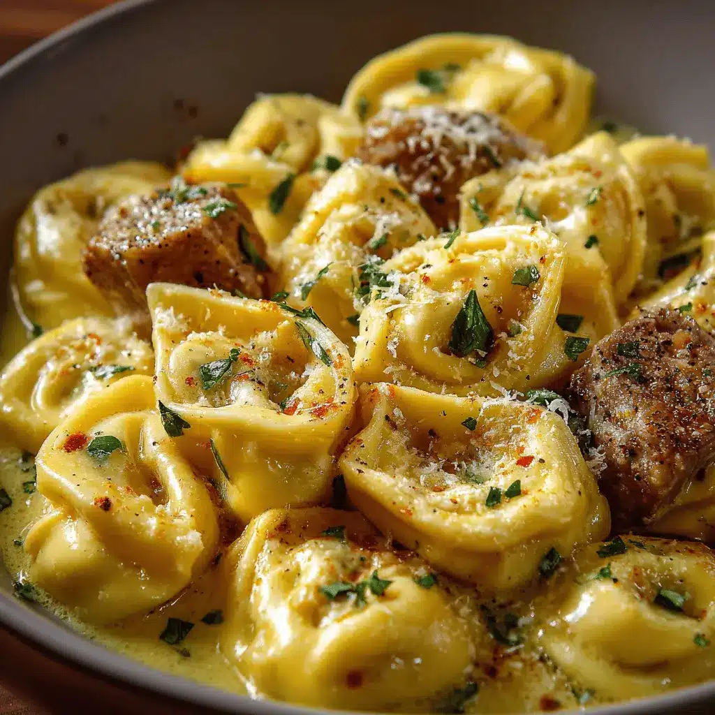 Tortellini cremoso con res