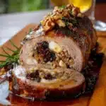 Carne de res rellena de ciruelas pasas y nueces