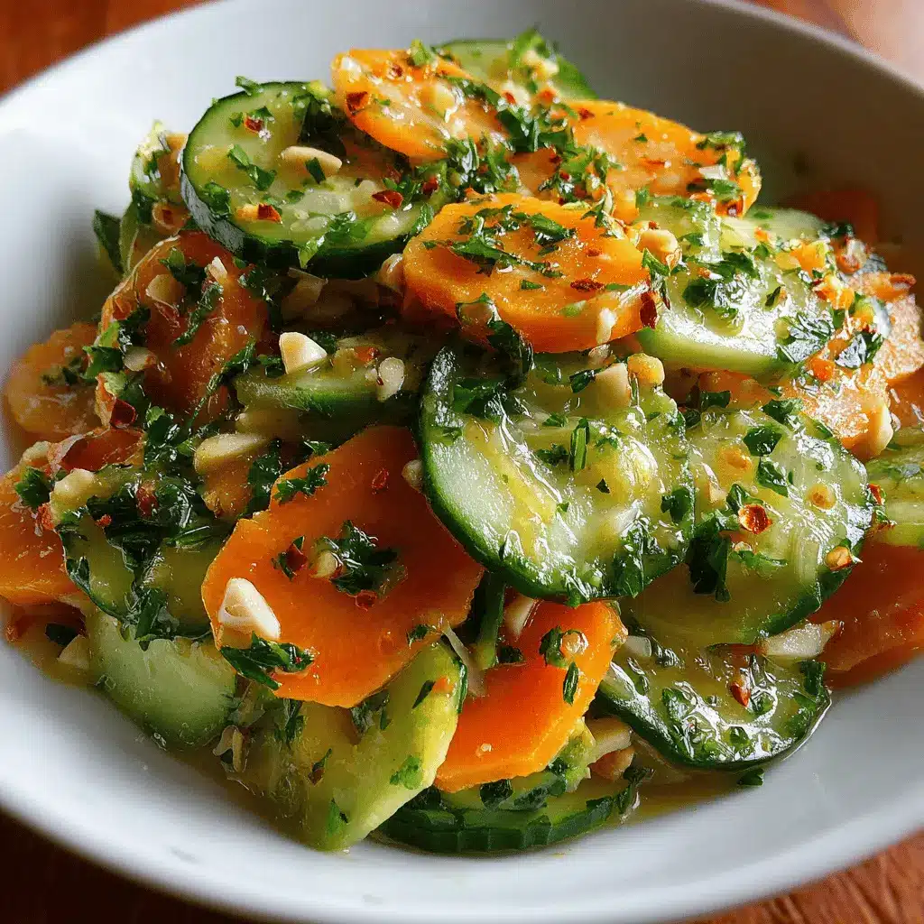 Ensalada Fresca Navideña de Pepino y Zanahoria Con Vinagreta de Mostaza Dulce