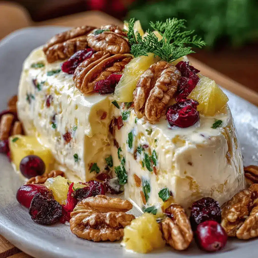 Tronco de Queso Navideño con Piña y Arándanos