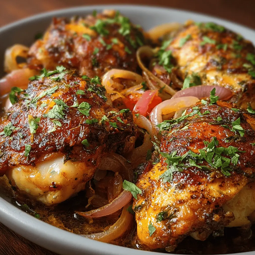 Contramuslos de Pollo Encebollados