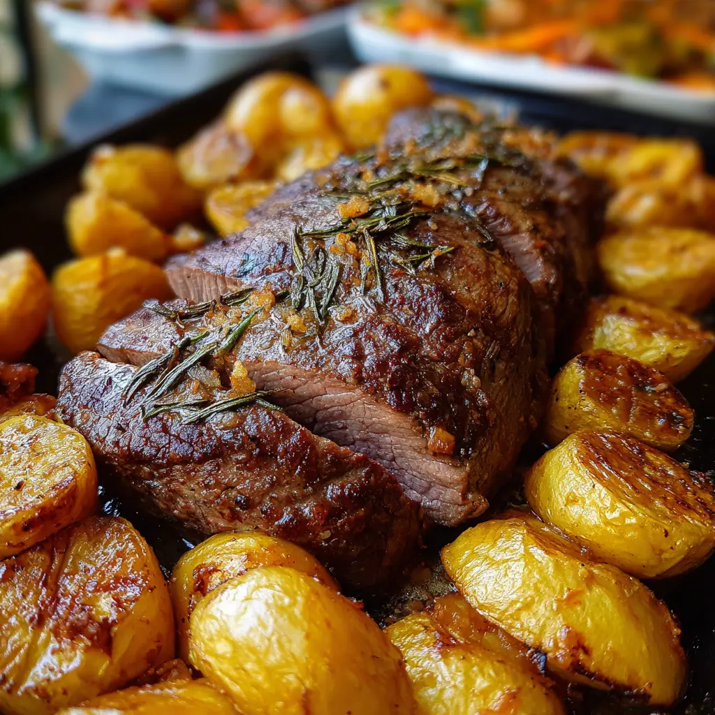 Lomo de res al ajo con papas doradas