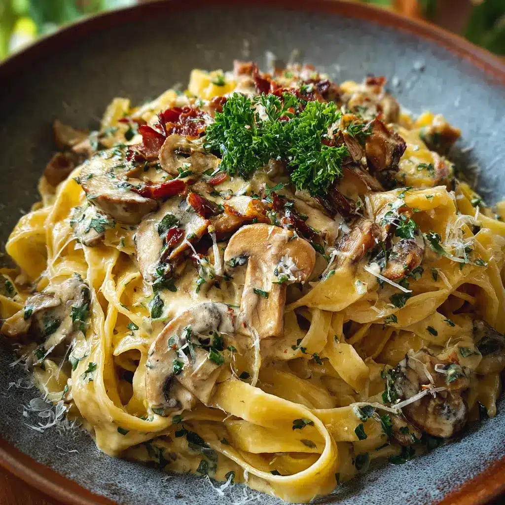 Fettuccine con Salsa Cremosa de Champiñones