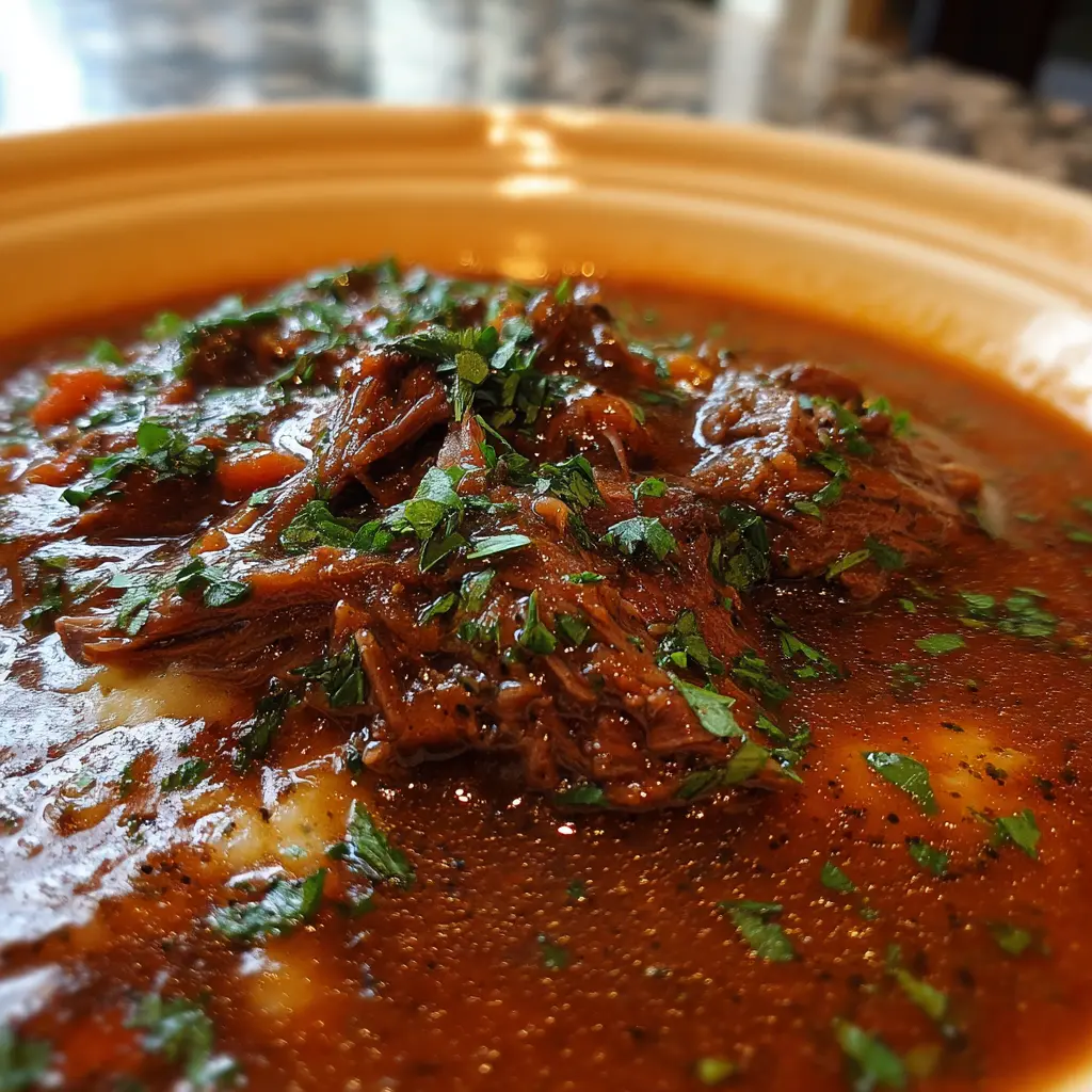 Carne Deshebrada en Salsa Gravy sobre Puré de Papa