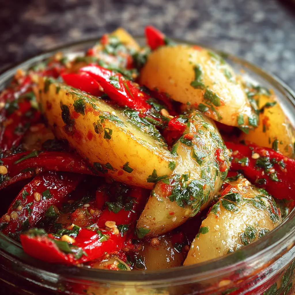 Papas en Conserva con Hierbas y Pimiento