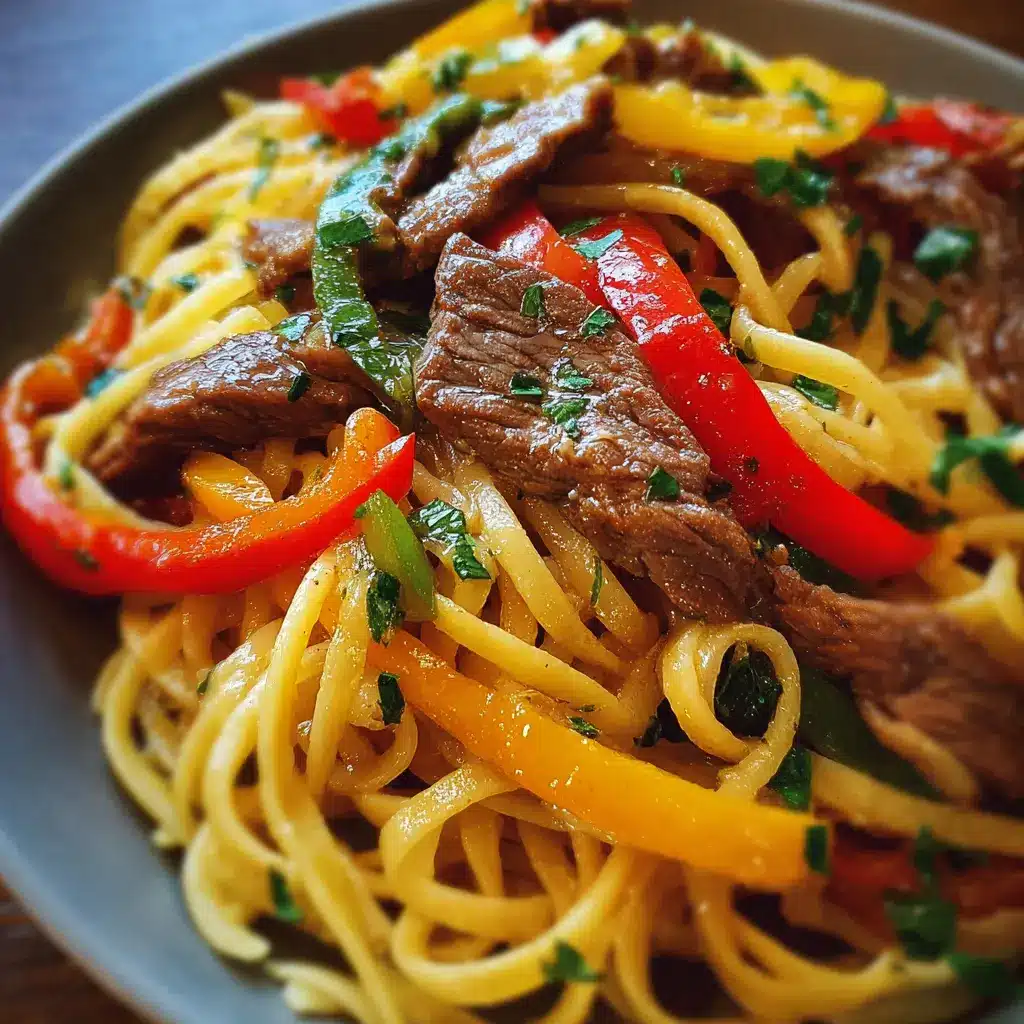 Pasta con Fajitas de Res y Pimientos