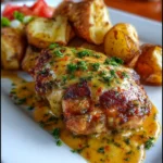 Pechuga de Pollo con Salsa de Queso y Patatas Asadas