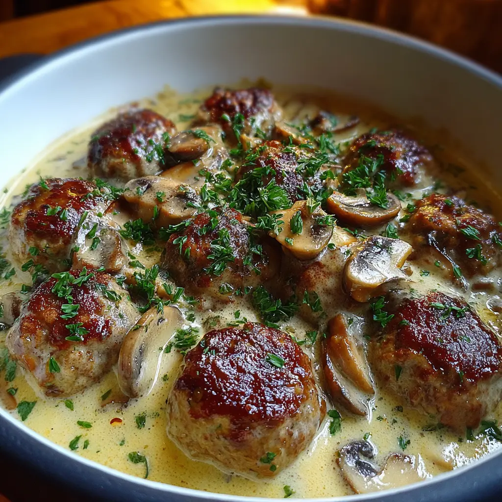 Albóndigas en Crema de Champiñones