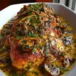 Milanesas de pollo en salsa de champiñones