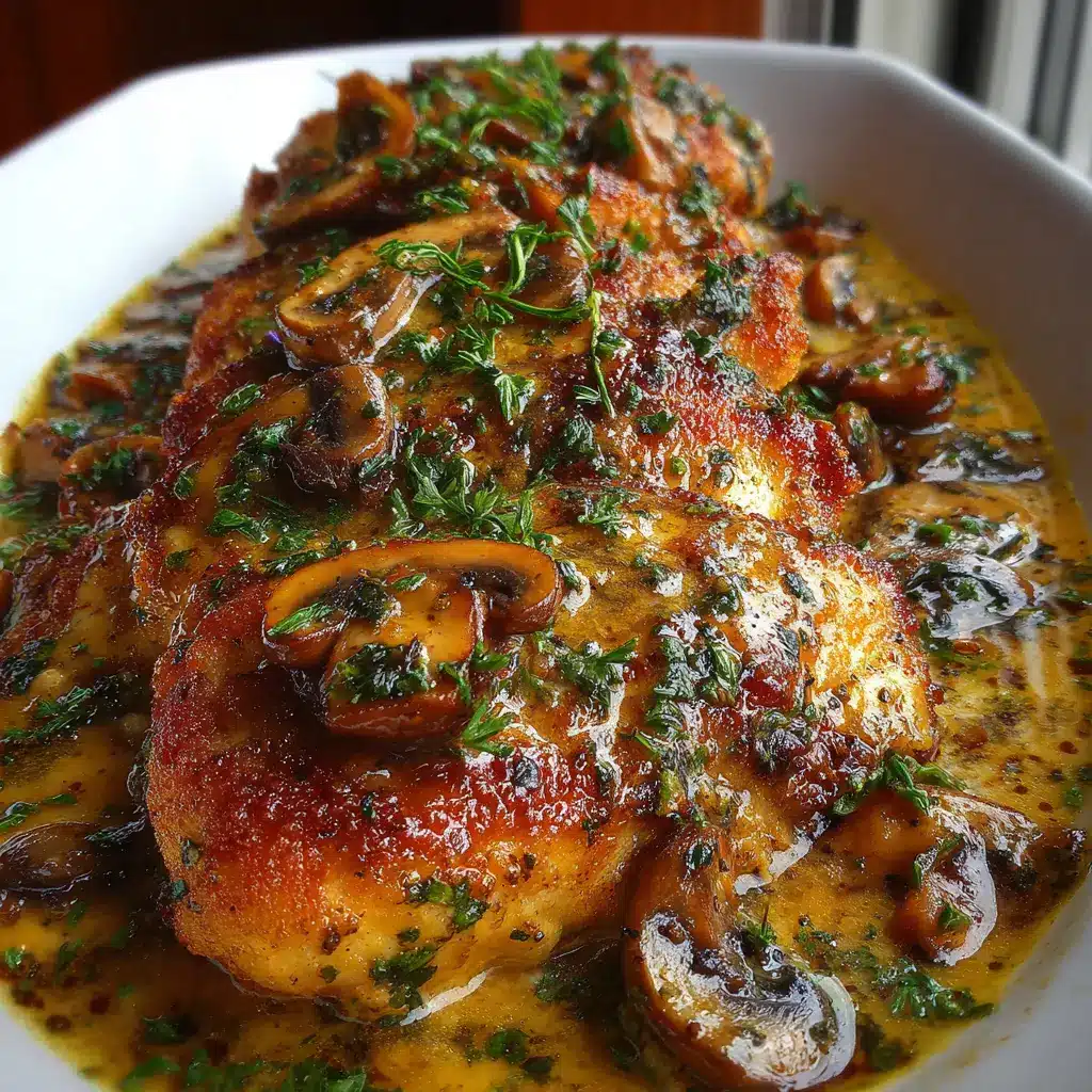 Milanesas de pollo en salsa de champiñones