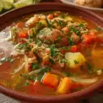 Sopa de pollo con verduras