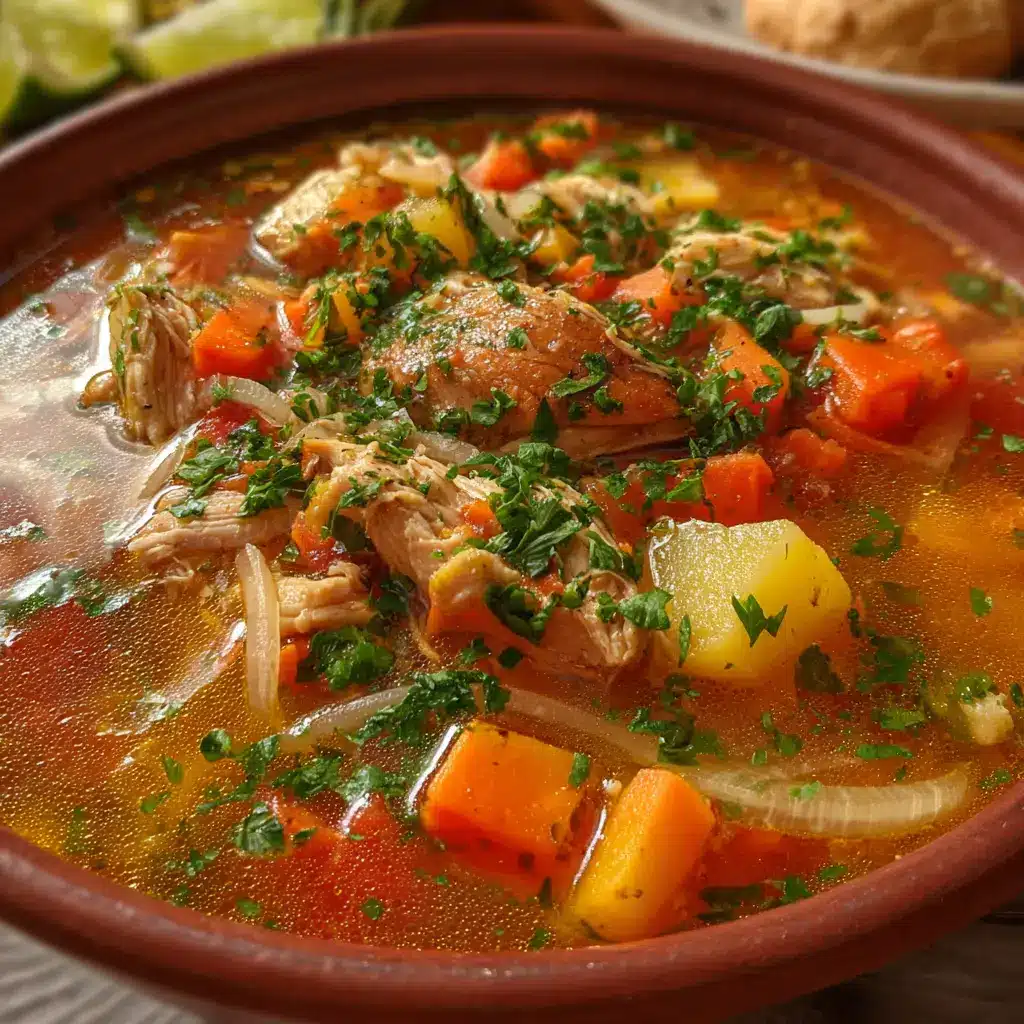 Sopa de pollo con verduras