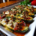 Calabacines Rellenos Gratinados con Carne y Salsa de Tomate
