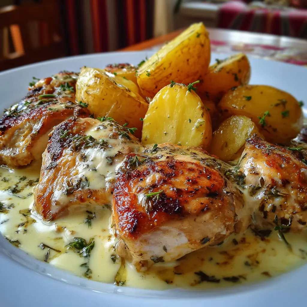 Pollo Cremoso con Papas