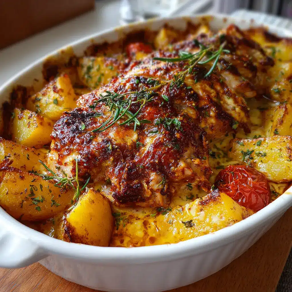 POLLO CREMOSO CON PAPAS AL HORNO