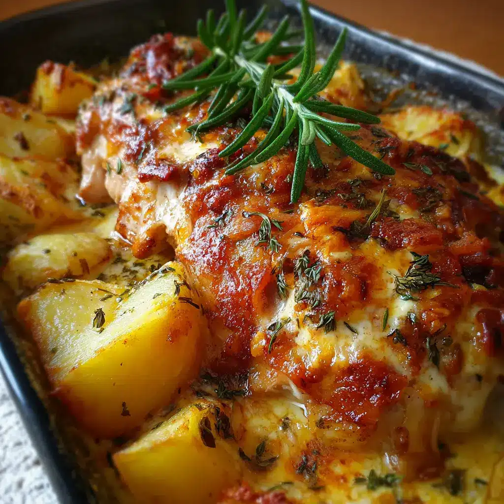 POLLO CREMOSO CON PAPAS AL HORNO