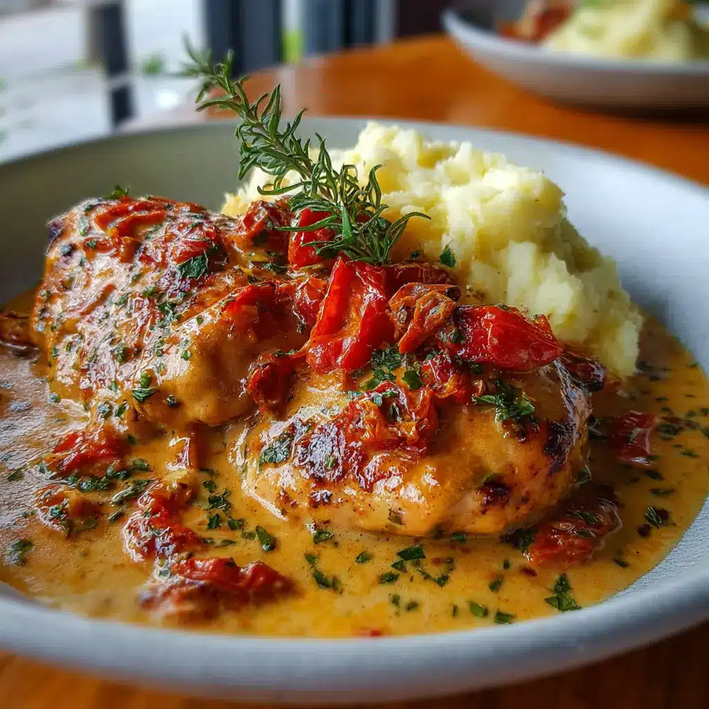 Pollo Cremoso con Tomates Secos y Puré de Papas Casero