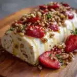 Tronco Cremoso de Queso con Fresas y Nueces